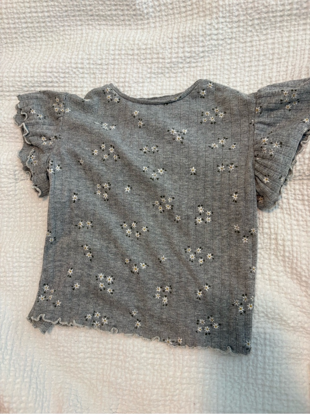 Zara Grey Knit Top with White Floral Embroidery